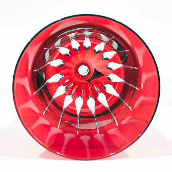 2 LE STELLE Italy Ruby Cut To Clear Crystal Wine Glasses By Cristal Desio - NEW - Picture 5 of 7